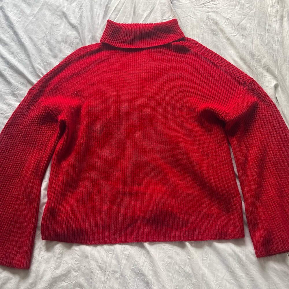 Elegant Red Cowl Neck Sweater